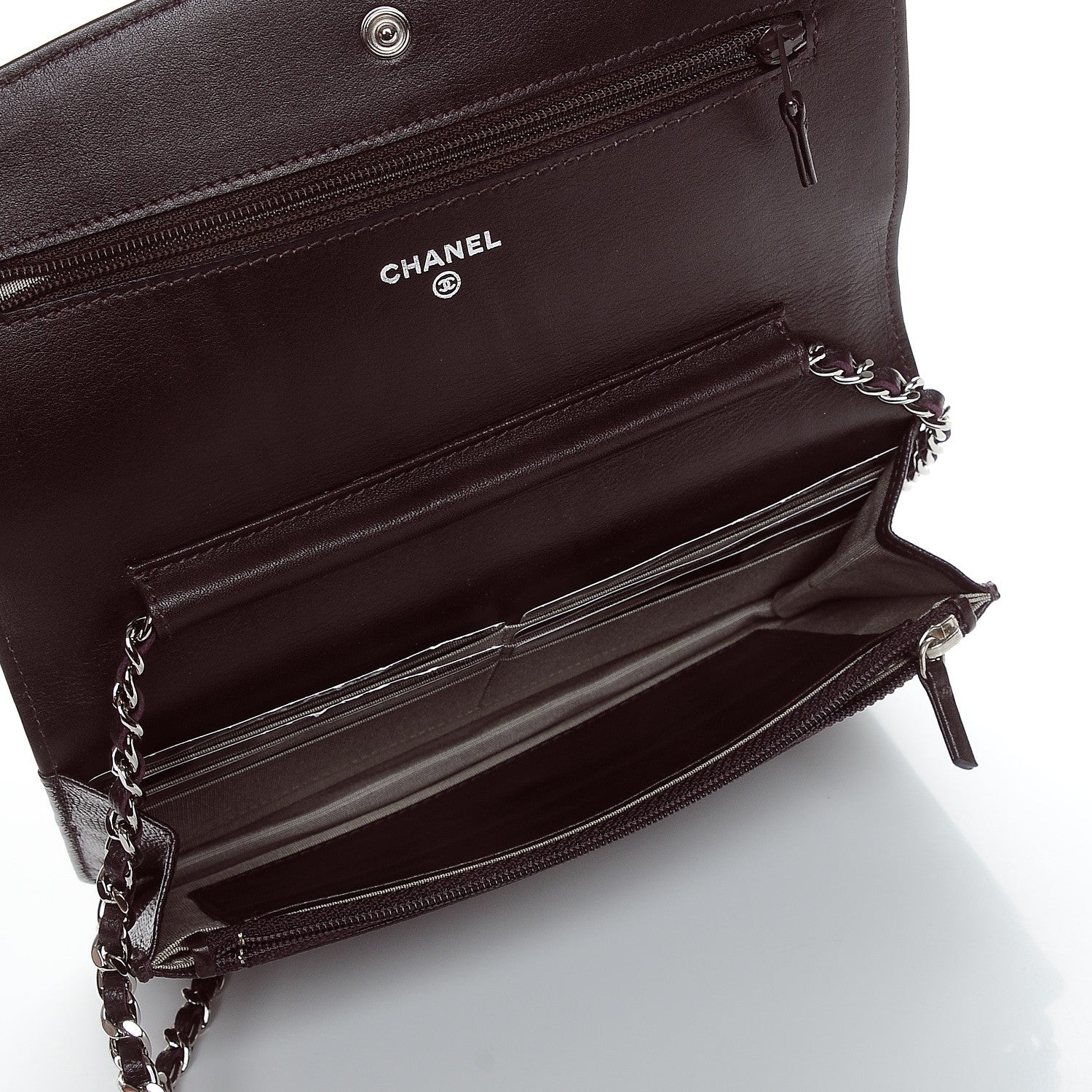 Chanel Caviar Sevruga Wallet On Chain WOC Plum 5 of 8