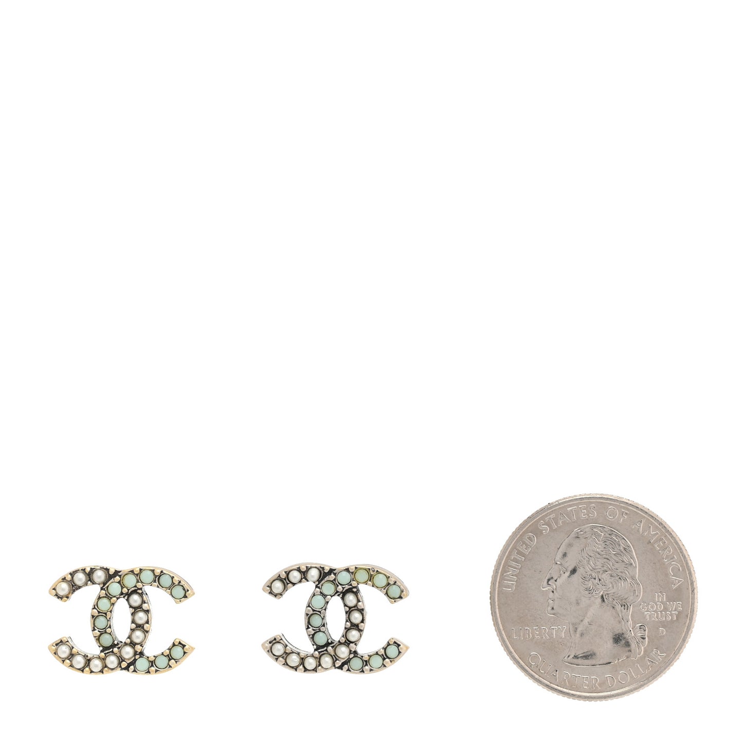Ruthenium Pearl Pearl CC Earrings Silver Green