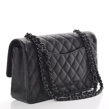 Chanel Crumpled Calfskin Quilted Medium Double Flap So Black 3 of 12