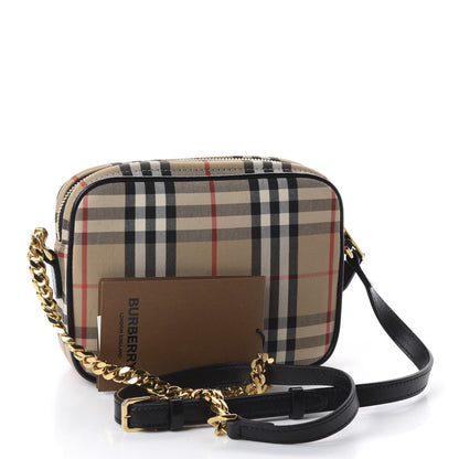 Burberry Calfskin Vintage Check Camera Bag Archive Beige 2 of 9