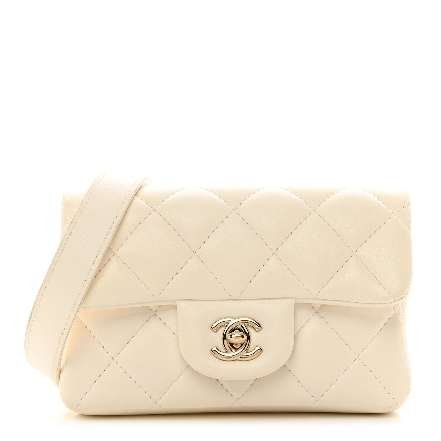 Chanel Lambskin Quilted Mini My Precious Waist Bag White 1 of 12