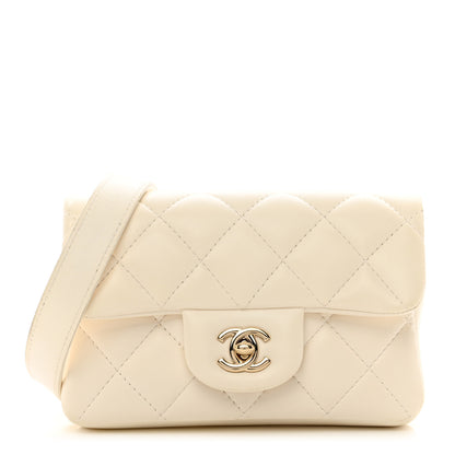Chanel Lambskin Quilted Mini My Precious Waist Bag White 1 of 12