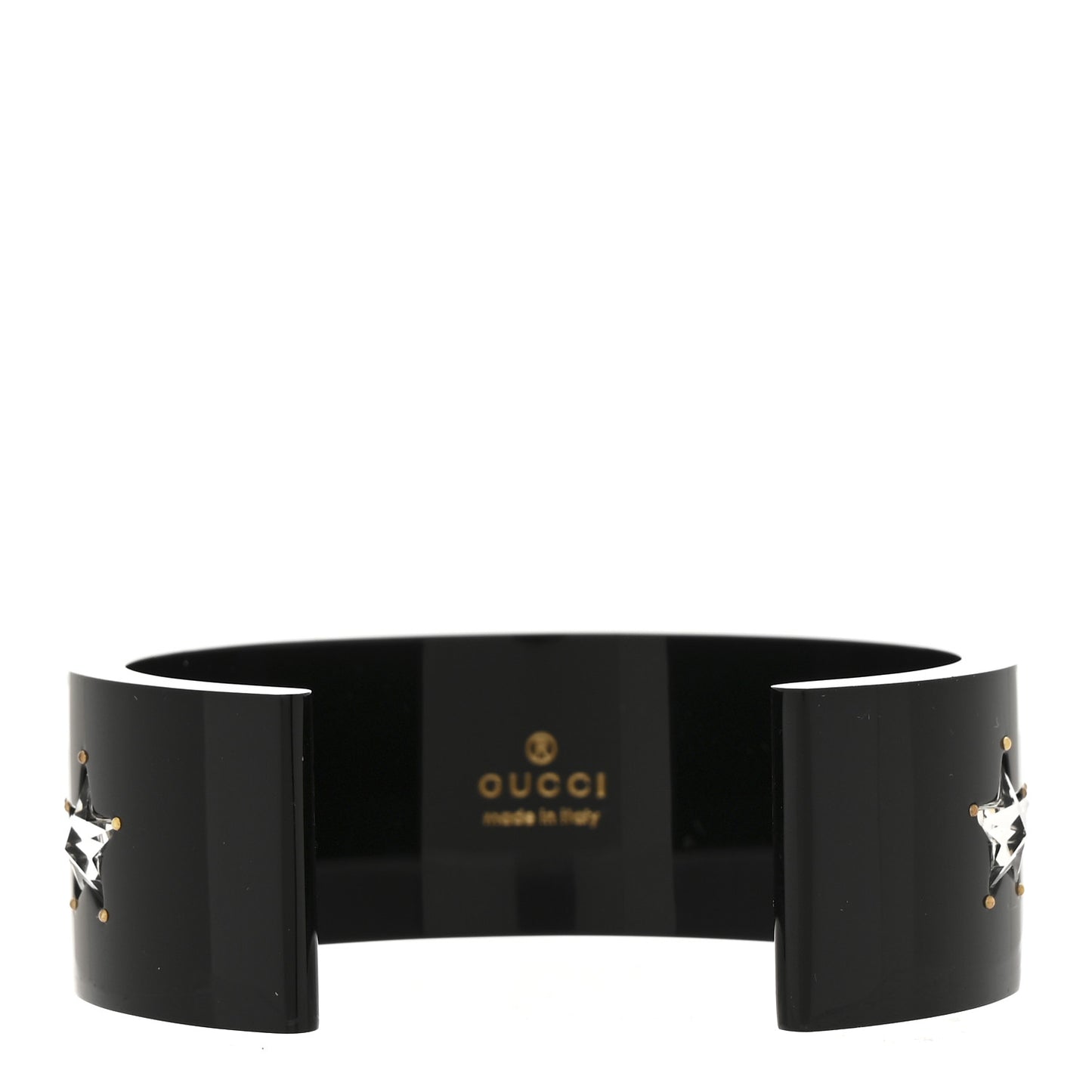 Resin Crystal Cuff Bracelet L Black
