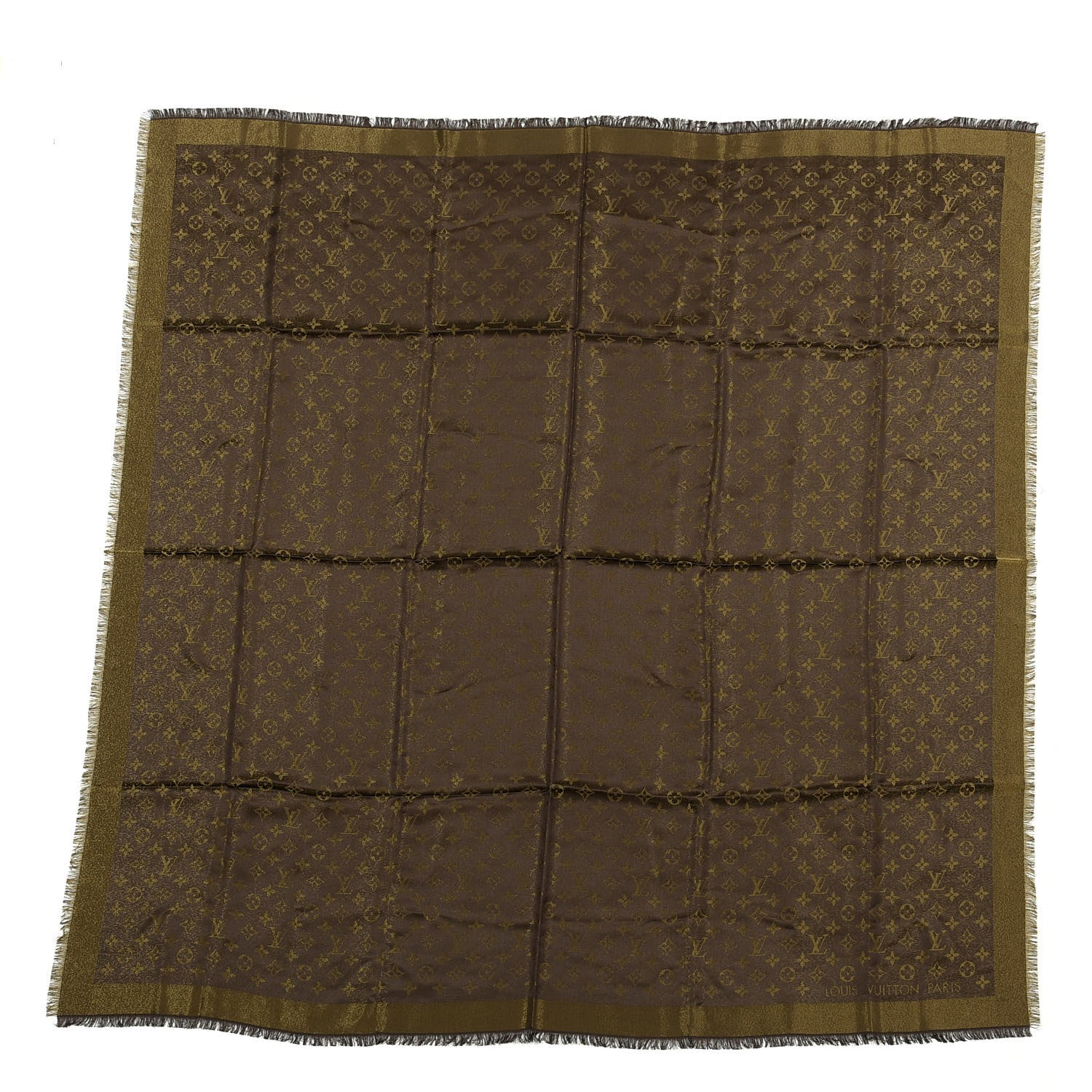 Louis Vuitton Silk Lurex Wool Monogram Shine Shawl Brown 1 of 4