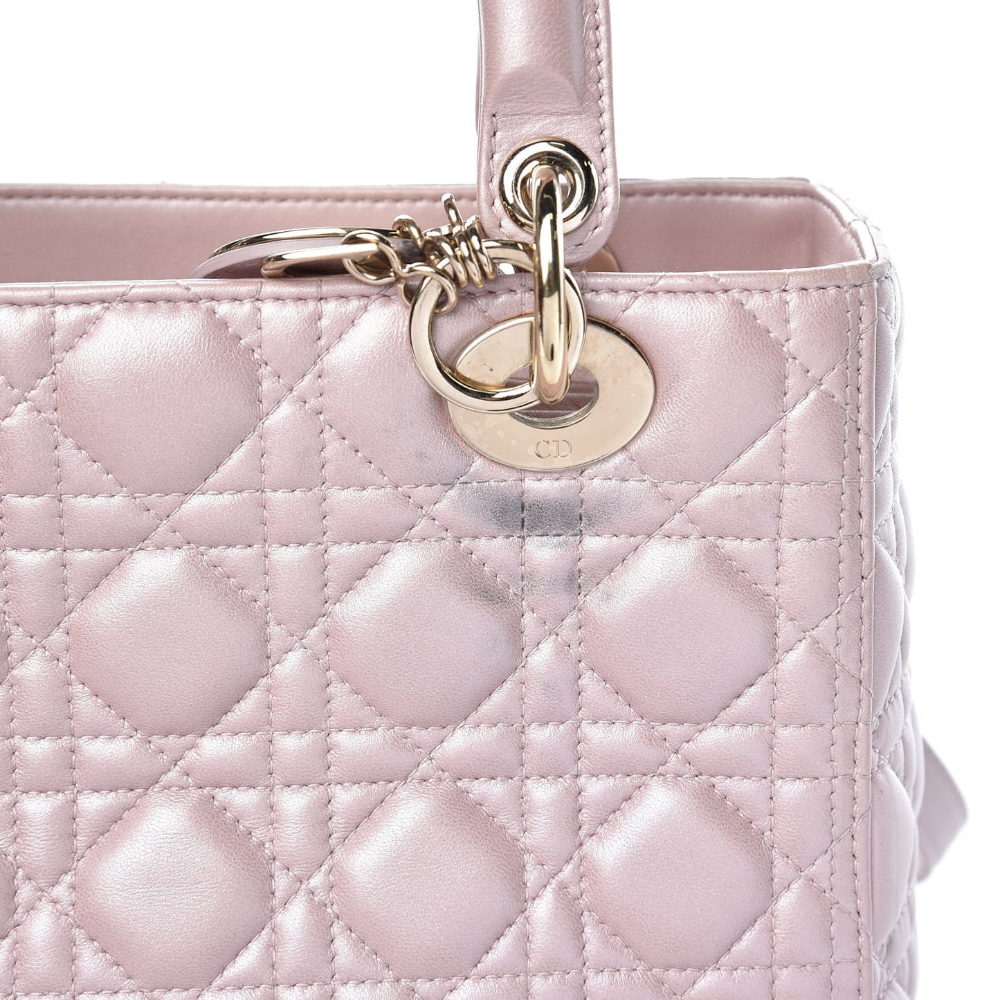 Pearly Lambskin Cannage Medium Lady Dior Lotus