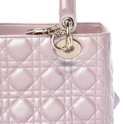Christian Dior Pearly Lambskin Cannage Medium Lady Dior Lotus 15 of 16
