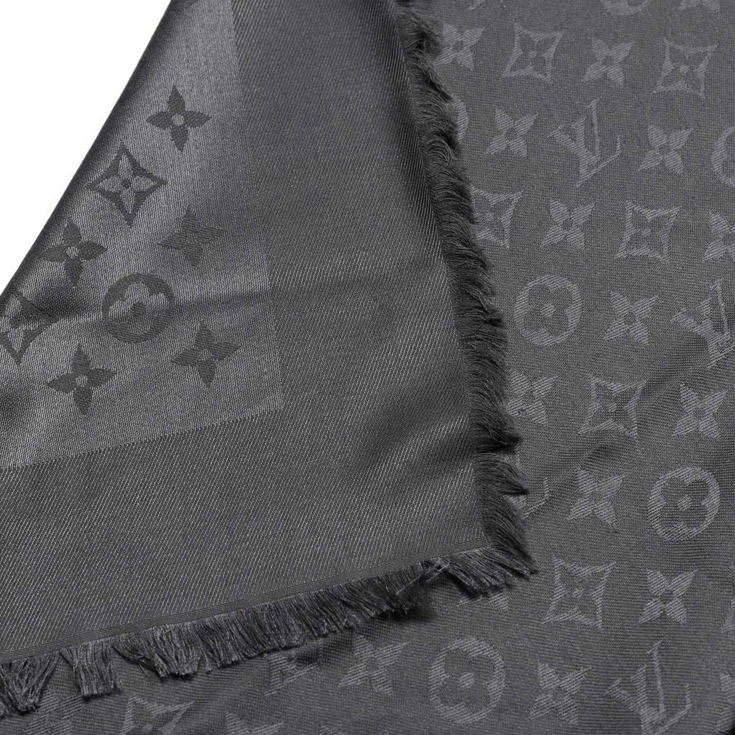 Silk Monogram Shine Shawl Charcoal Grey