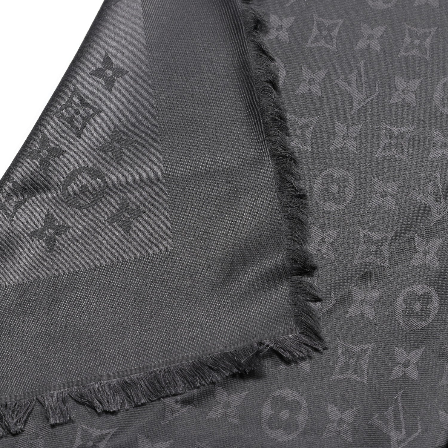 Louis Vuitton Silk Monogram Shine Shawl Charcoal Grey 5 of 6