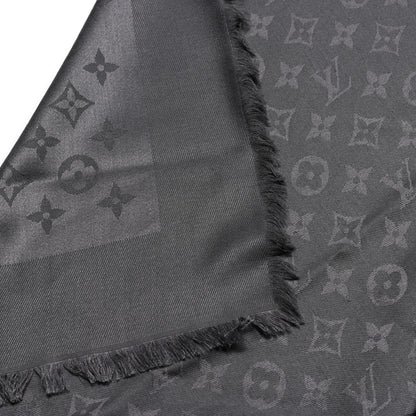 Louis Vuitton Silk Monogram Shine Shawl Charcoal Grey 5 of 6
