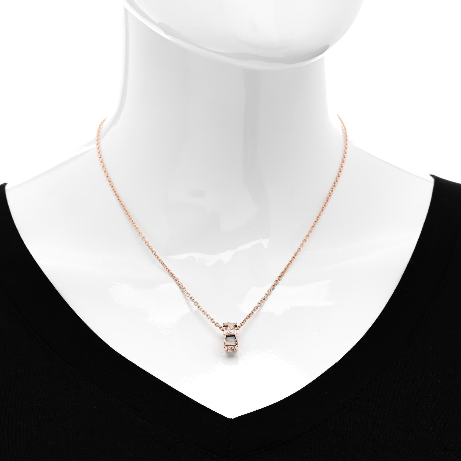 Bulgari 18K Rose Gold Diamond Mother of Pearl Serpenti Viper Pendant Necklace 2 of 7