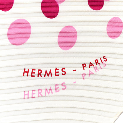 Hermes Silk Plisse Hola Flamenca Scarf White Rose Fuchsia 3 of 7