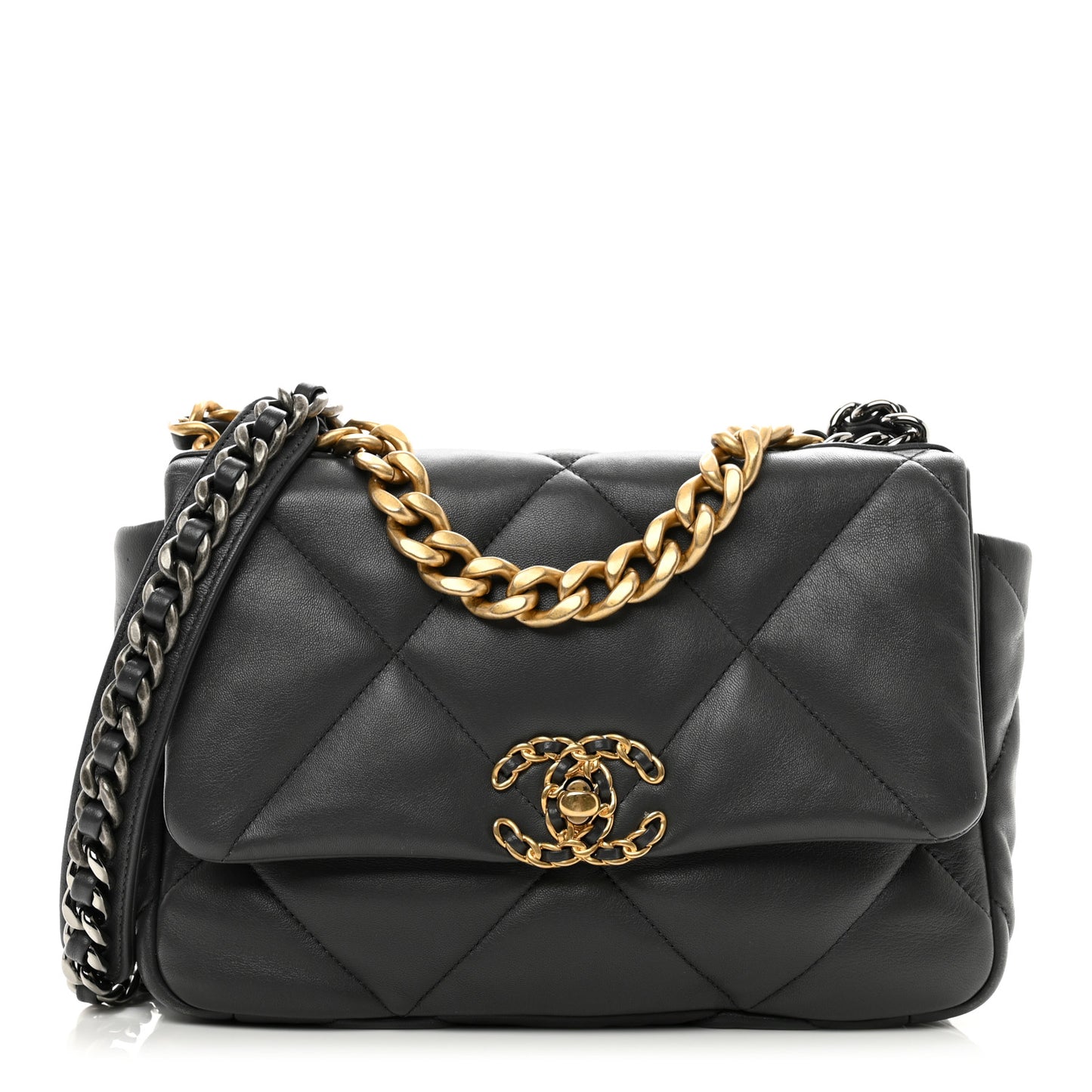 Lambskin Quilted Medium Chanel 19 Flap Dark Grey