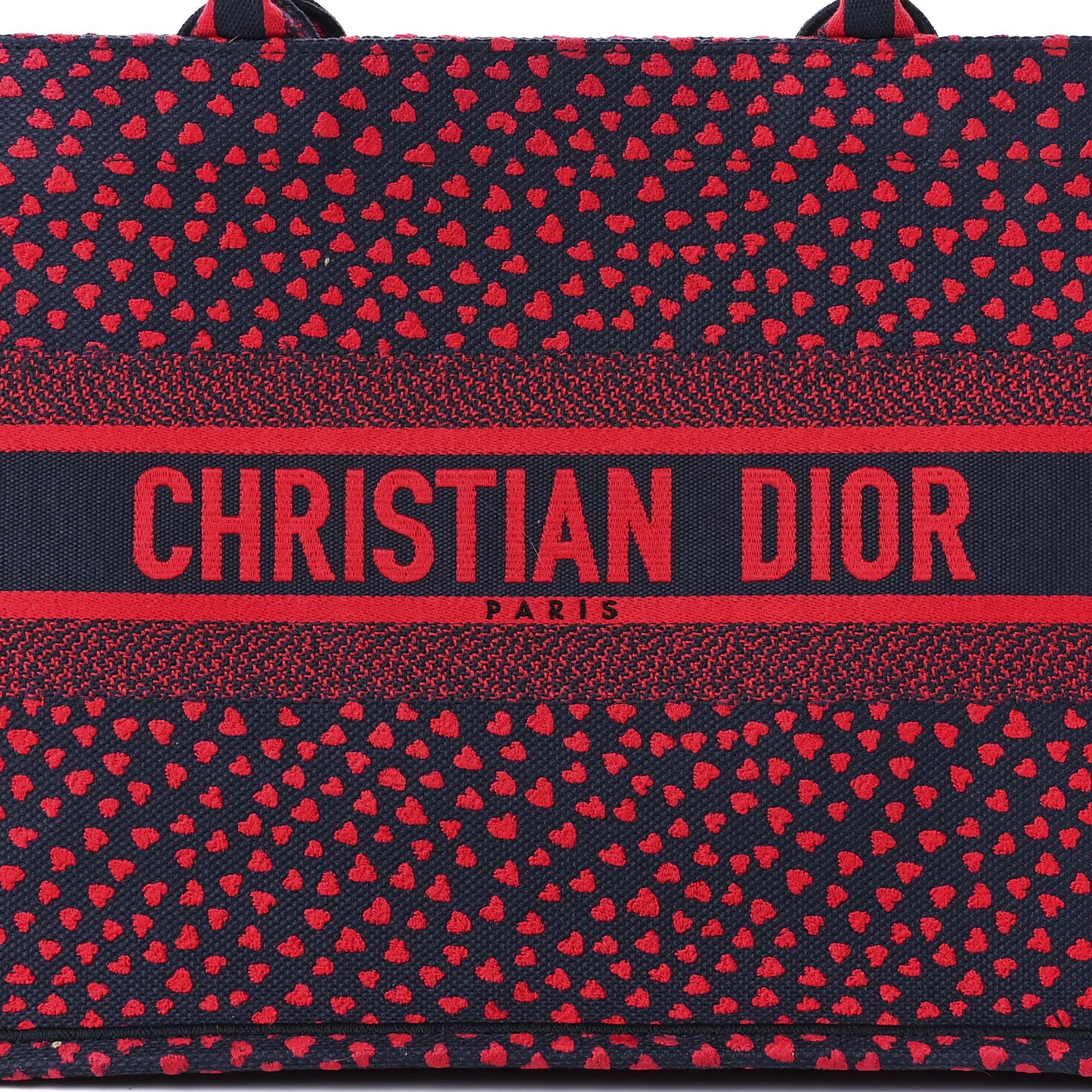 Canvas Embroidered Pop Heart I Love Paris Medium Book Tote Red Multicolor