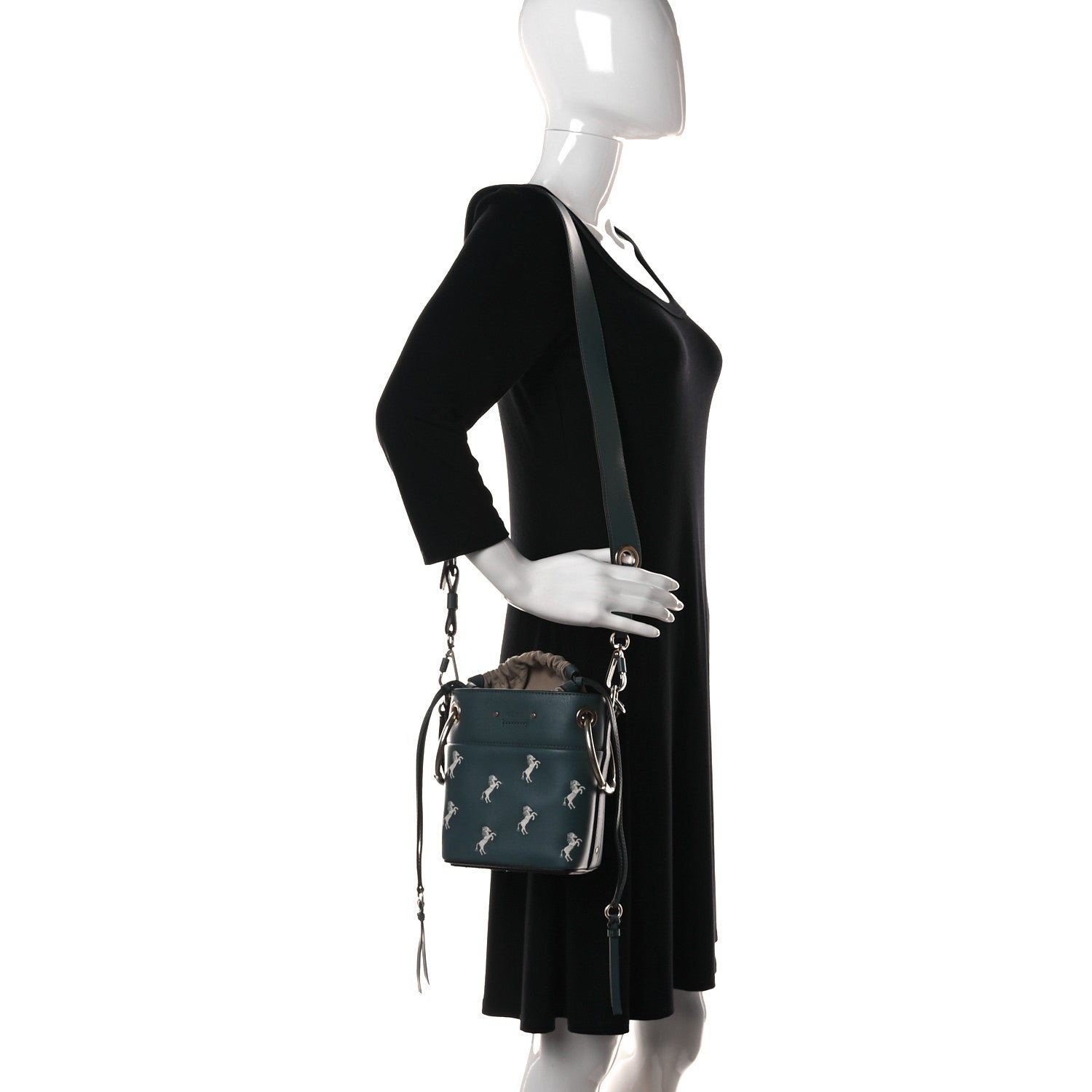 Chloe Smooth Calfskin Little Horses Embroidered Mini Roy Bucket Bag Cloudy Blue 2 of 13