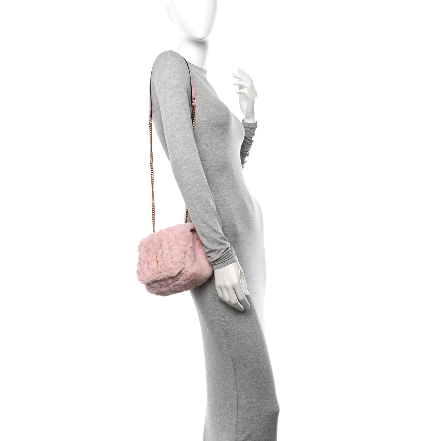 Faux Fur Quilted Virtus Shoulder Bag English Rose