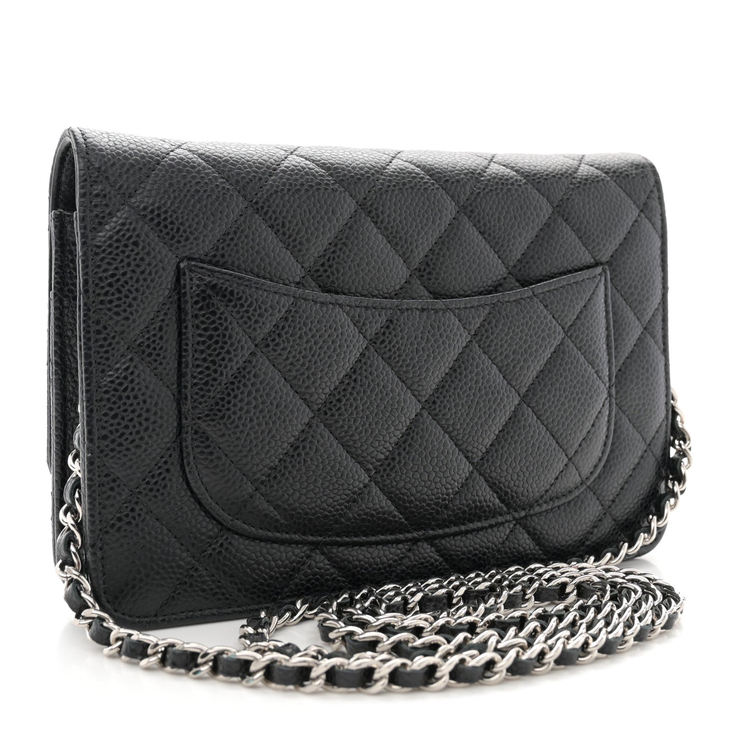 Caviar Quilted Wallet on Chain WOC Black