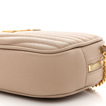 Saint Laurent Grain De Poudre Matelasse Monogram Mini Lou Camera Bag Dark Beige 10 of 11
