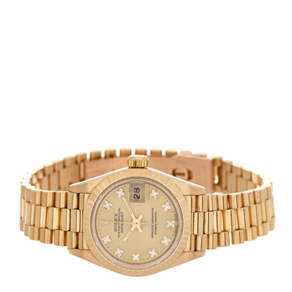 Rolex 18K Yellow Gold Diamond 26mm Datejust President Watch Champagne 69178 2 of 5