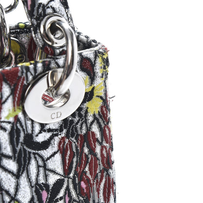 Christian Dior Metallic Canvas Embroidered Mini Lady Dior Argent Multicolor 9 of 13