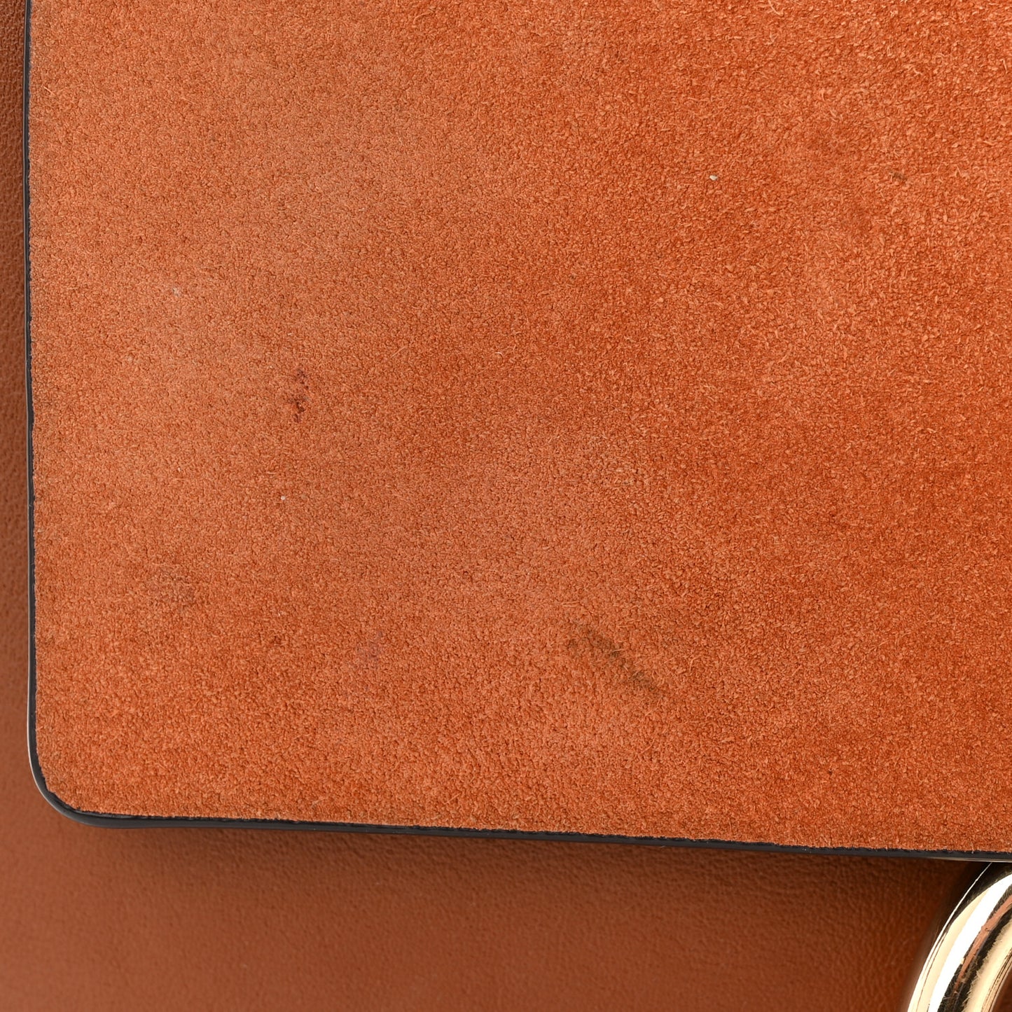 Suede Calfskin Small Faye Shoulder Bag Tobacco