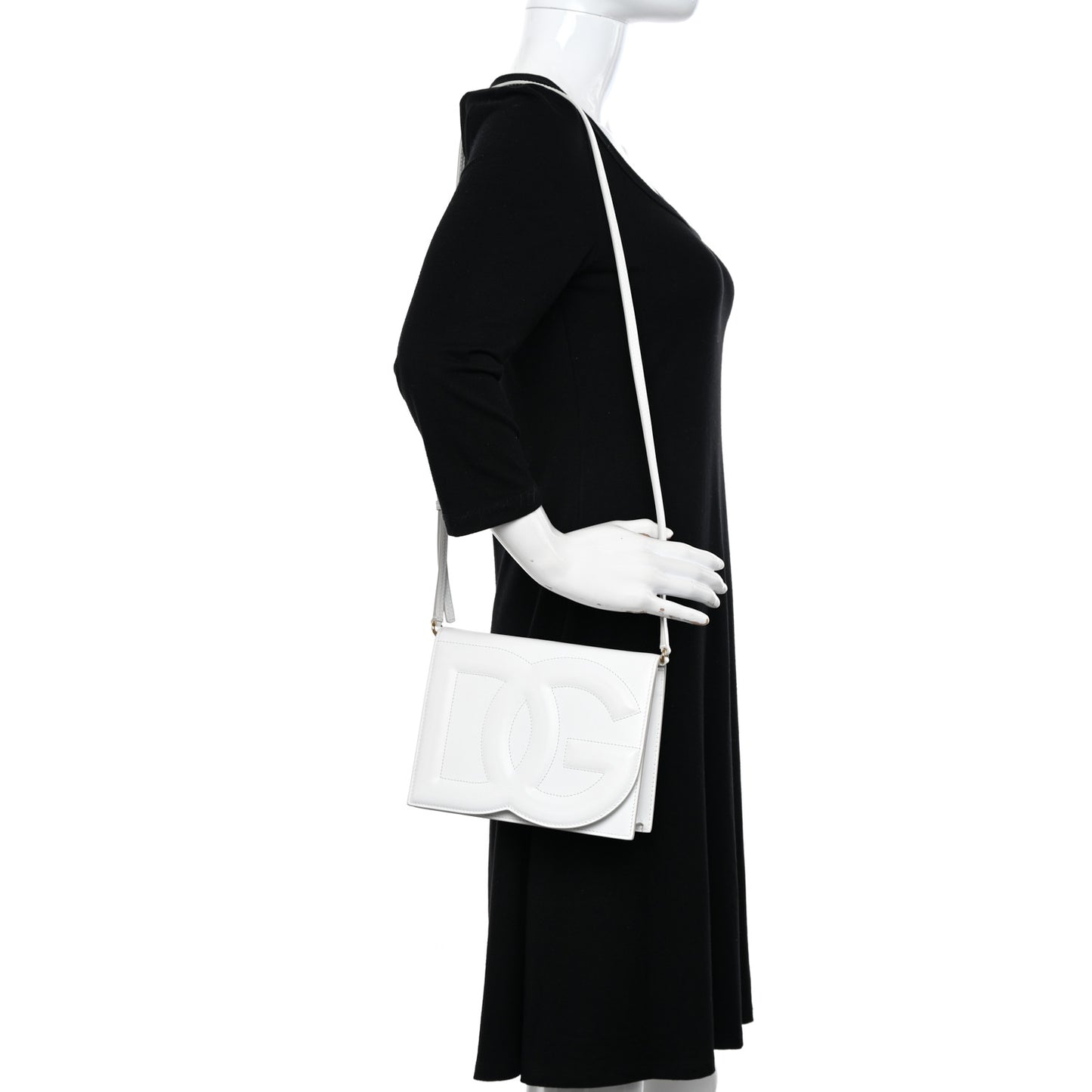 Calfskin DG Logo Flap Crossbody Bag White