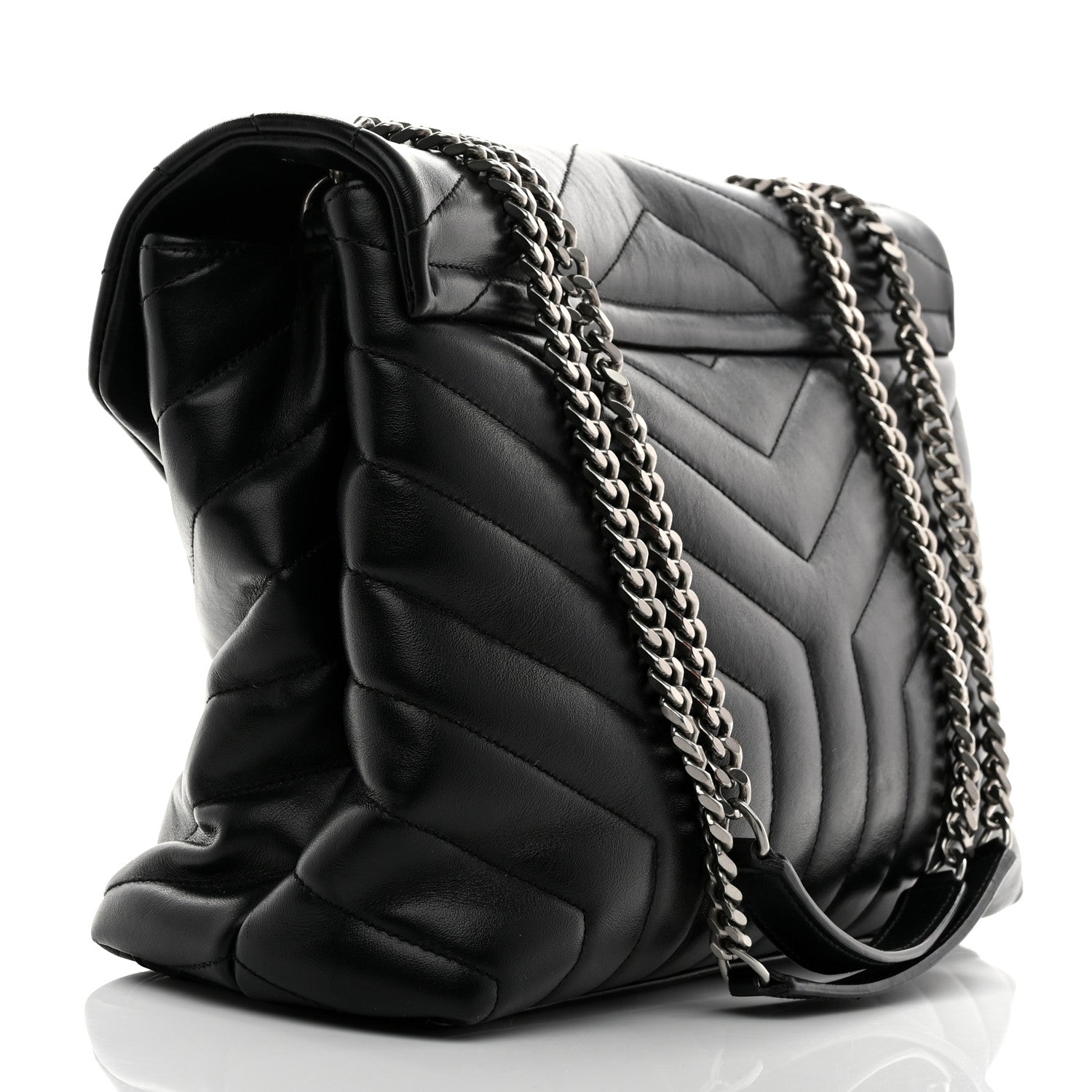 Saint Laurent Calfskin Y Quilted Monogram Medium Loulou Chain Satchel Black 3 of 11