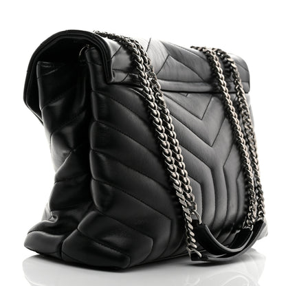 Saint Laurent Calfskin Y Quilted Monogram Medium Loulou Chain Satchel Black 3 of 11