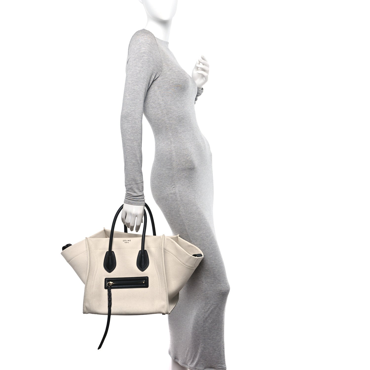 Celine Cotton Canvas Medium Phantom Luggage White 2 of 12