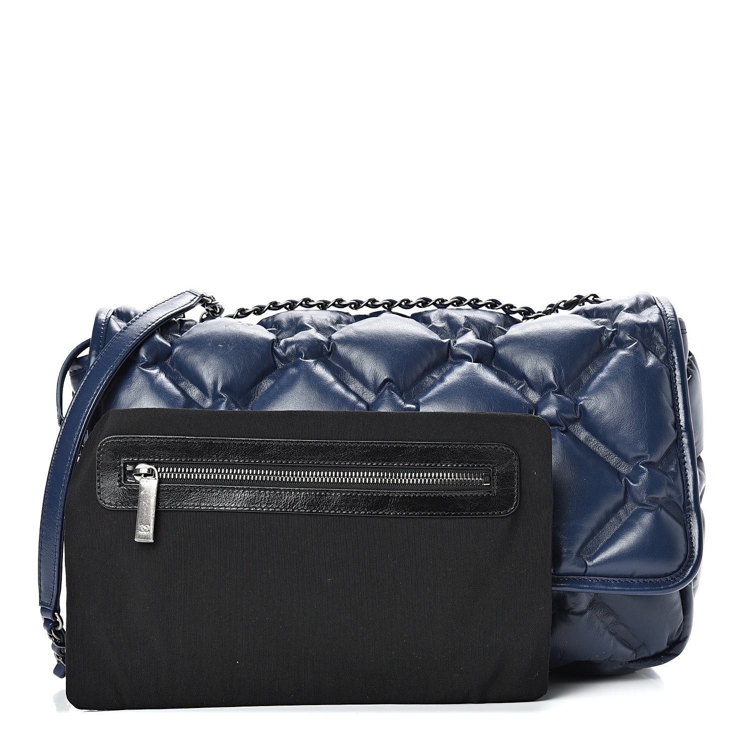 Chanel Calfskin Quilted Large Chesterfield Flap Navy 2 of 16