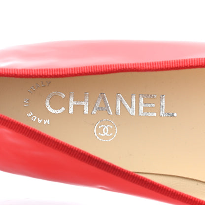 Chanel Patent CC Cap Toe Ballerina Flats 36.5 Red 6 of 10