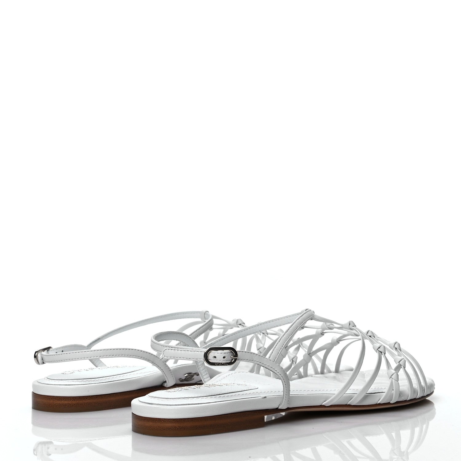 Chanel Lambskin CC Sandals 39 White 4 of 8
