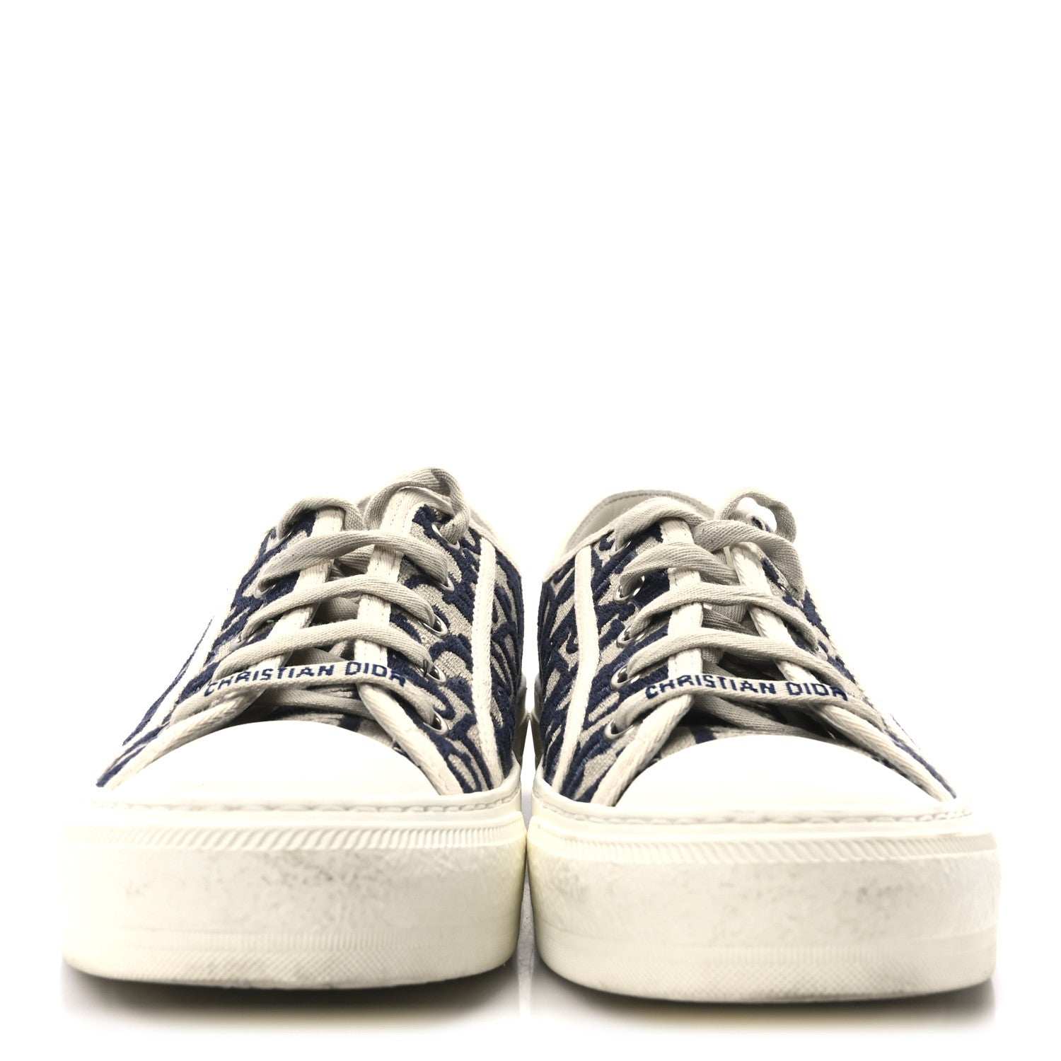 Christian Dior Canvas Oblique Walk 'N' Dior Low Top Sneakers 37 Deep Blue 3 of 9