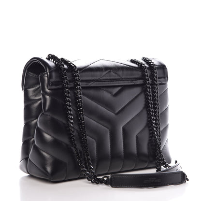 Saint Laurent Calfskin Y Quilted Monogram Small Loulou Chain Satchel Black 3 of 7