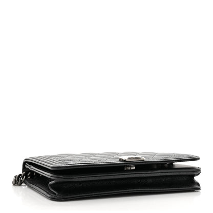 Chanel Caviar Quilted Boy Wallet On Chain WOC Black 4 of 12