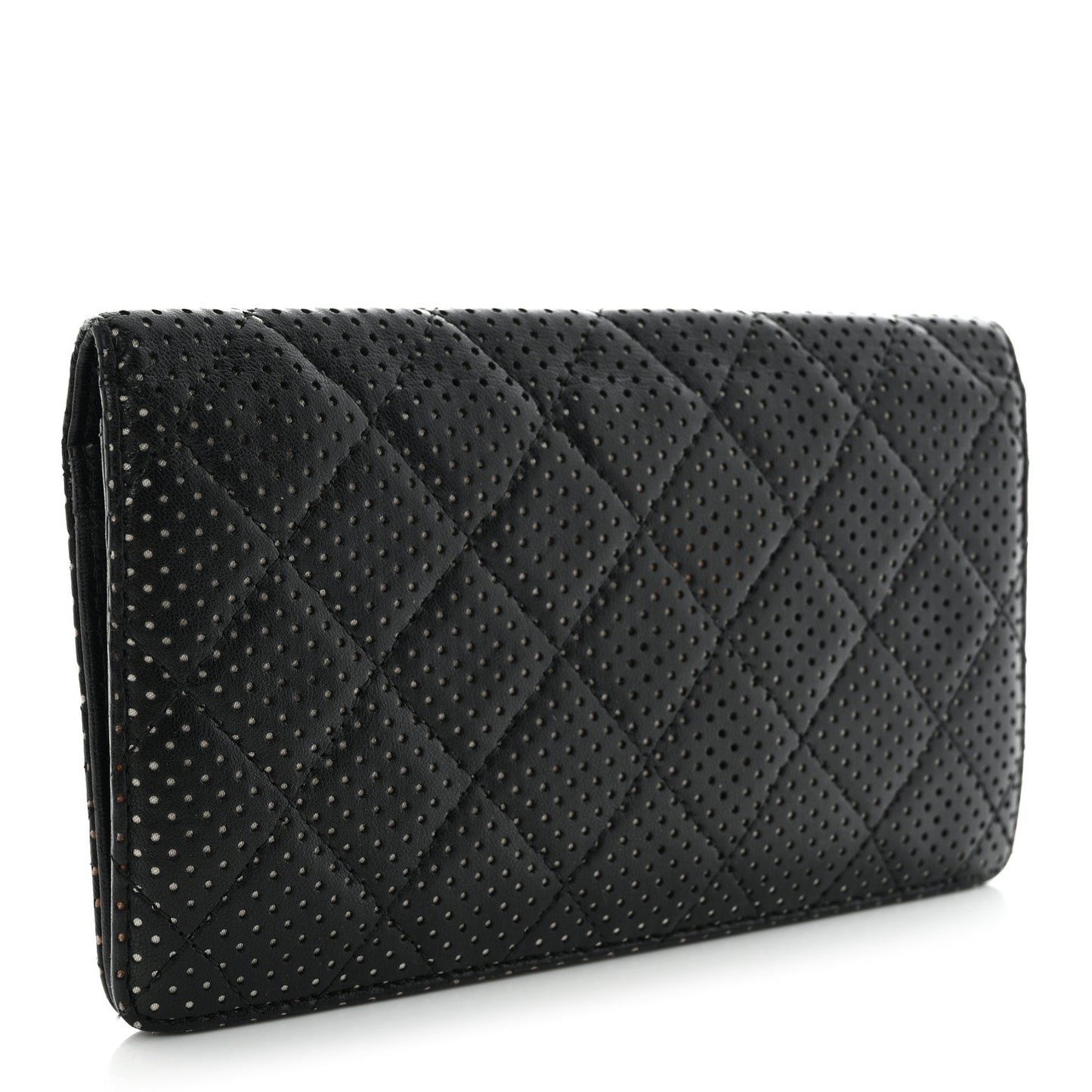 Lambskin Perforated Yen Wallet Black