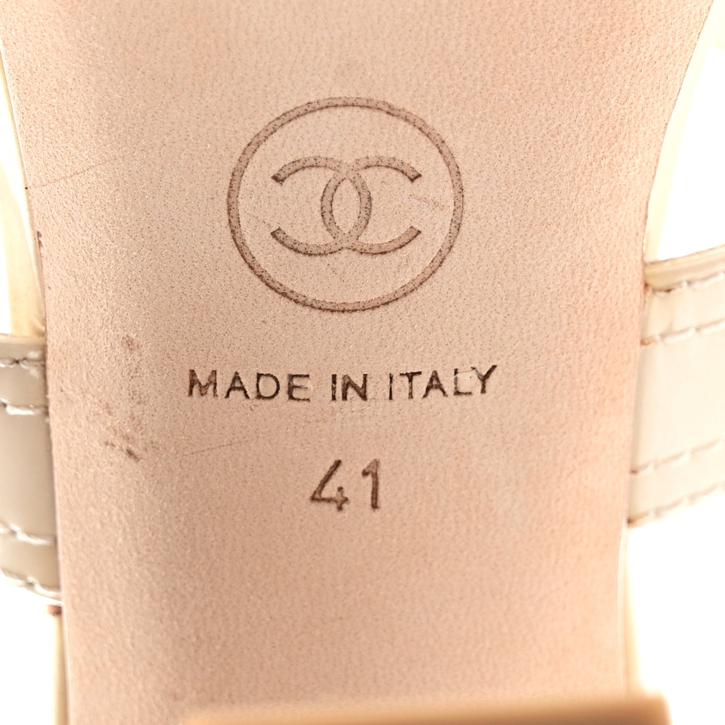 Patent Crystal CC Sandals 41 Beige Clair