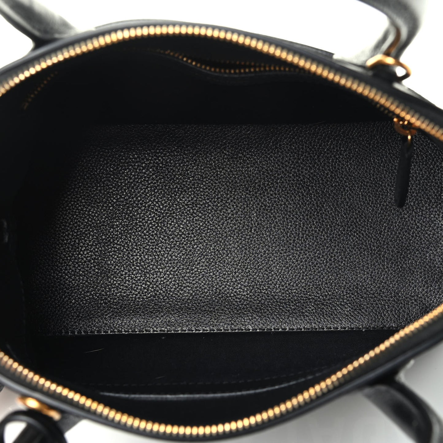 Grained Calfskin Logo S Ville Top Handle Bag Black White