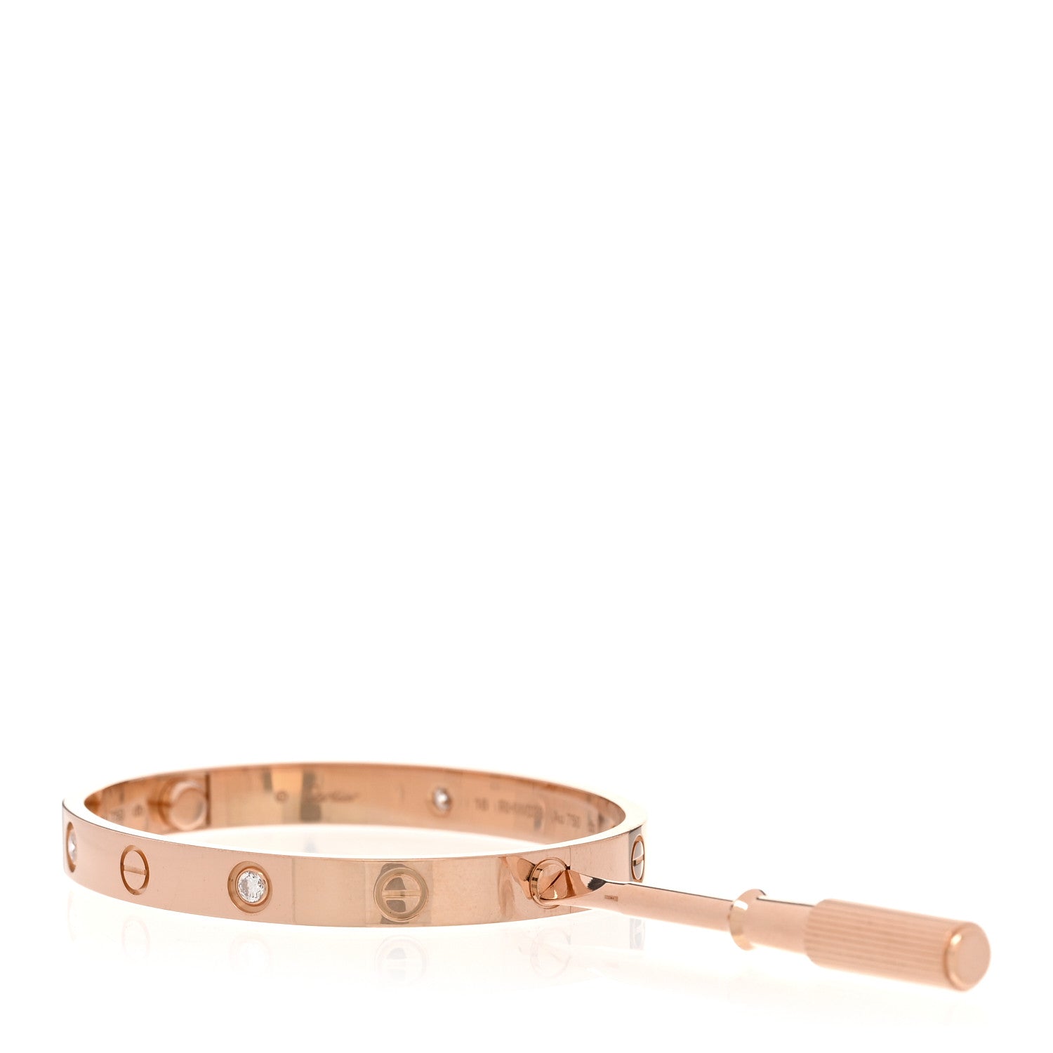 Cartier 18K Pink Gold 4 Diamond LOVE Bracelet 16 3 of 9
