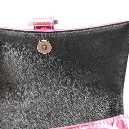 Balenciaga Metallic Shiny Calfskin Crocodile Embossed Hourglass Top Handle Bag XS Pink 10 of 11
