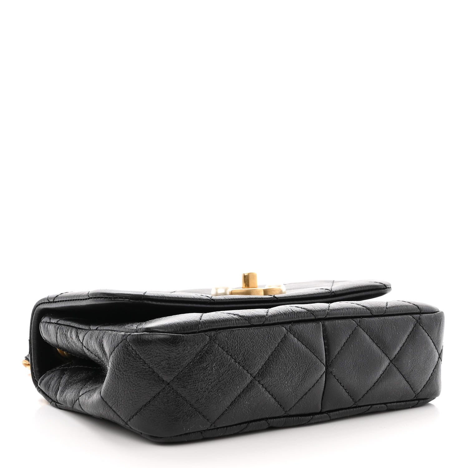 Chanel Glazed Calfskin Quilted Mini Pearl Side Flap Black 4 of 12