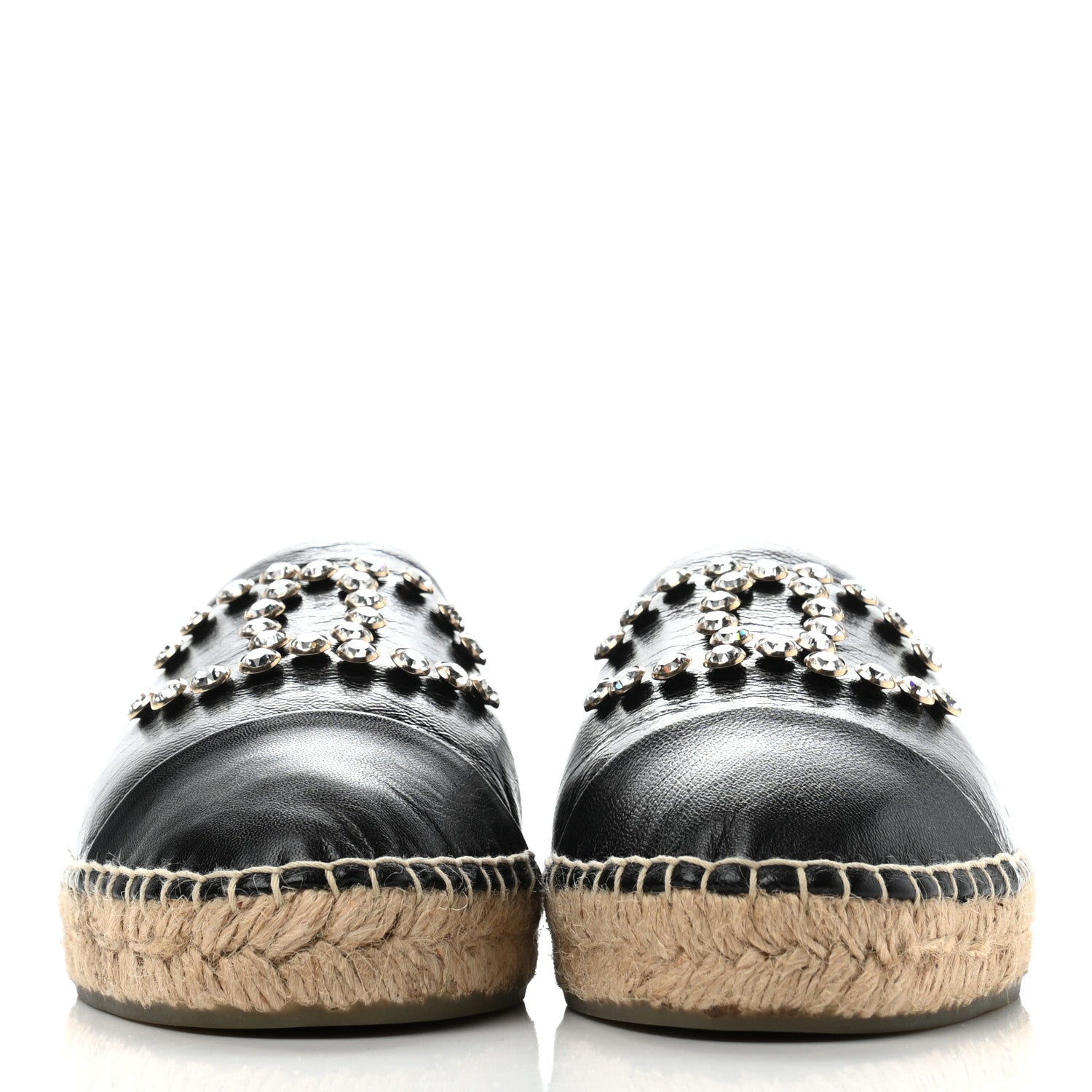 Chanel Patent Calfskin Crystal CC Espadrilles 38 Black 4 of 8