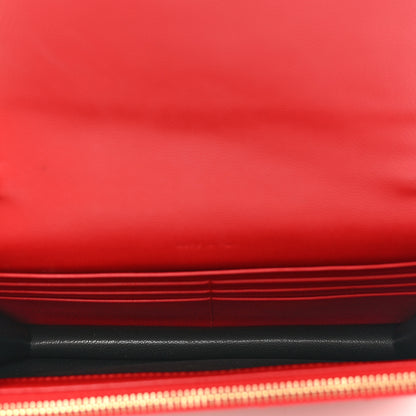 Saint Laurent Grain De Poudre Matelasse Chevron Monogram Envelope Chain Wallet New Red 6 of 11