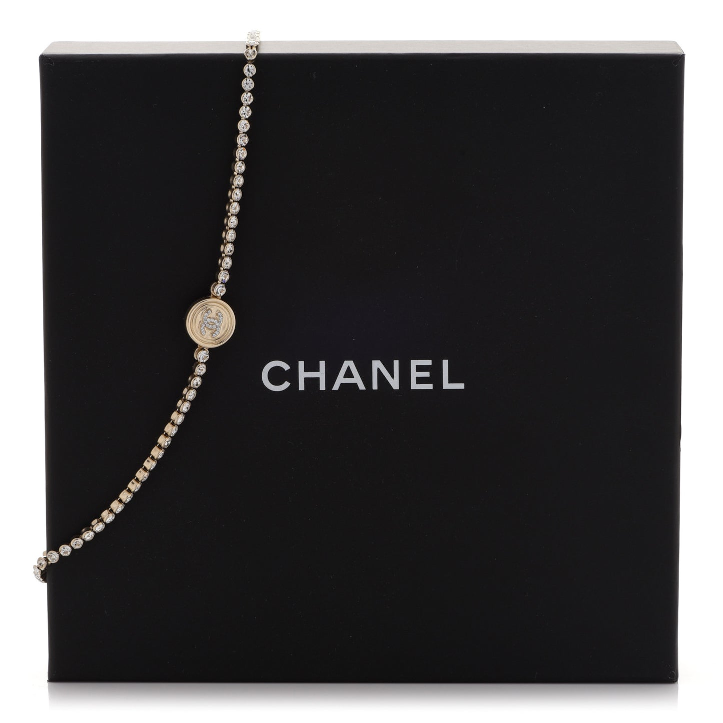 Crystal CC Chain Short Necklace Gold