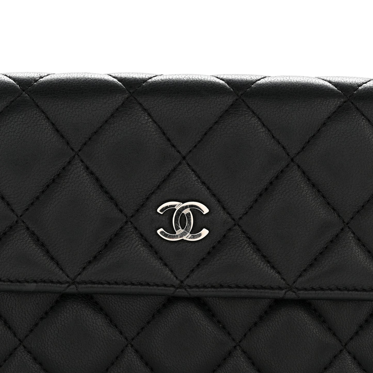 Lambskin Quilted Large Flap Wallet Black