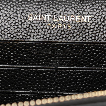 Saint Laurent Grain De Poudre Mixed Matelasse Triquilt Monogram Chain Wallet Black 7 of 11