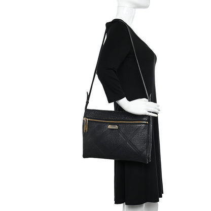 Burberry Signature Grain Calfskin Check Embossed Medium Balmoral Clutch Bag Black 2 of 16