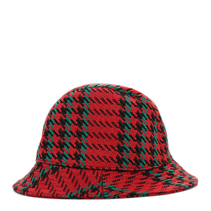 Gucci Tweed Wool Houndstooth Interlocking G Bucket Hat M Red Green 6 of 8