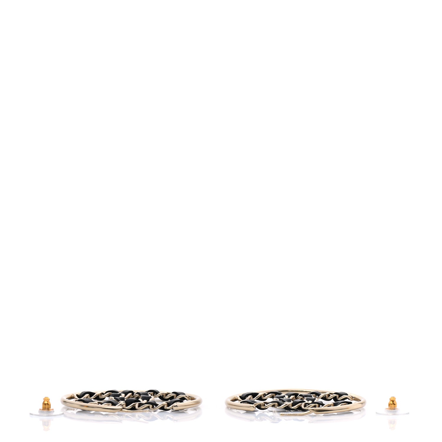 Chanel Lambskin CC Chain Hoop Earrings Black Gold 3 of 4