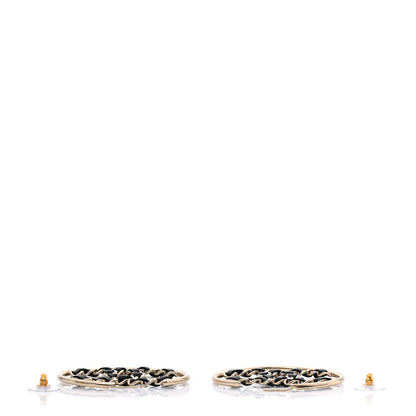 Chanel Lambskin CC Chain Hoop Earrings Black Gold 3 of 4