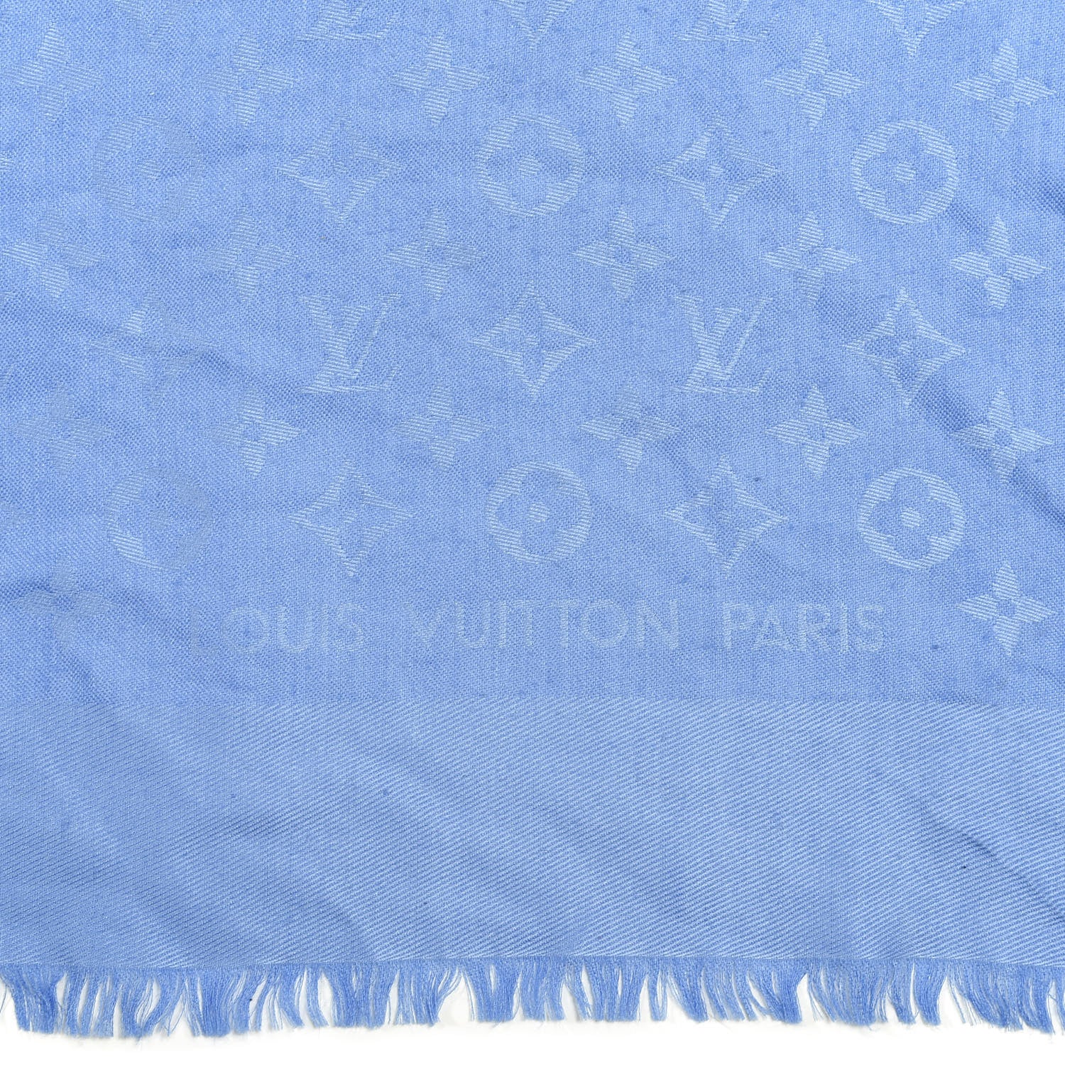 Louis Vuitton Silk Wool Monogram Shawl Blue 2 of 3